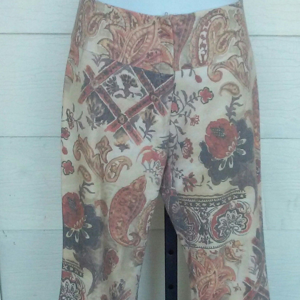 Brown Paisley & Roses Cotton Stretch Bell Bottom